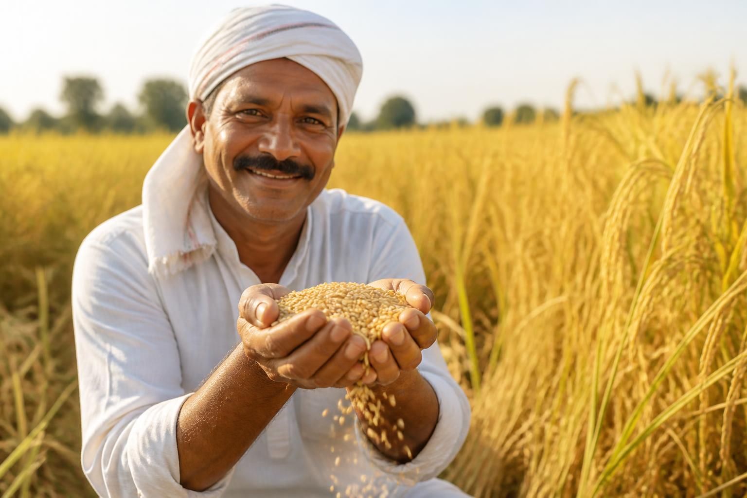 Farmer in rice field